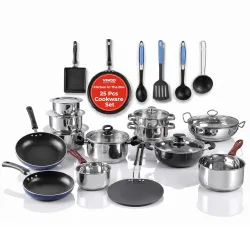Vinod Kitchen in The Box 25-Piece Stainless Steel Cookware Combo Set