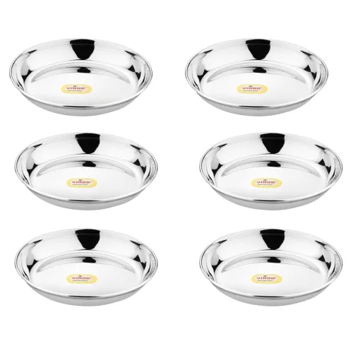 Image of Vinod Stainless Steel Round R.B Halwa Plate 6 Piece