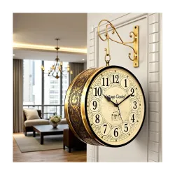 Vintage Double Side Analog Clock With Brass Finish & 1 Year Warranty