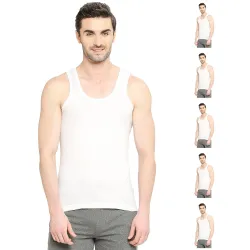 VIP Bonus Classic 100% Cotton Classic Snow White Round Neck Sleeveless Regular