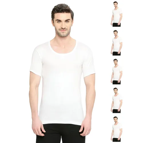 Image of VIP Bonus Premium RNS Men's 100% Cotton Round Neck Half Sleeve White Vest