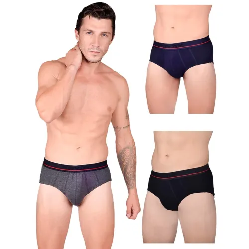 Image of VIP Men's Cotton Solid (Pack of 3) (Brief_Assorted