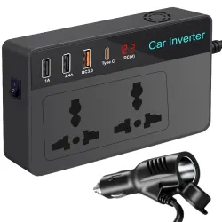 Virtutron 200W Car Power Inverter with Dual AC Outlets