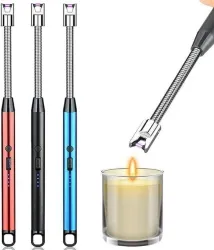 VISHMART ARC BBQ LIGHTER Plastic Electronic Gas Lighter  (Black, Silver, Pack of 1)  Set Alert