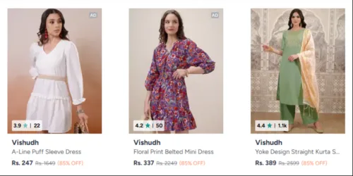 Image of Vishudh cloths for women's at minimum 75% Discount