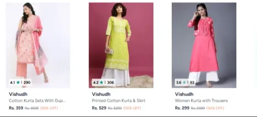 Image of Vishudh Pure Cotton Kurta Upto 90% Discounts 