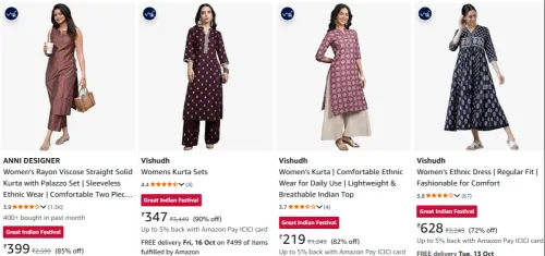 Image of Vishudh Women's Kurta Set at minimum 90% Discount