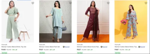 Image of Vishudh Women's Ethnic Set at minimum 70% Discount