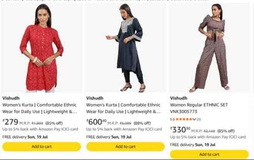 Image of Vishudh Women's Kurta Upto 93% OFF