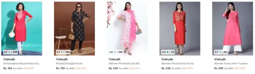Image of Vishudh Women's Kurta Set upto 90% Discount