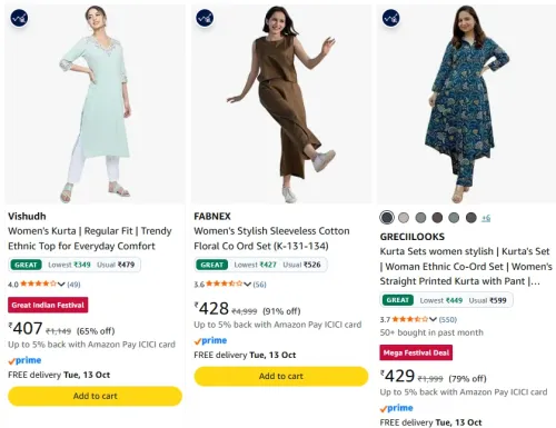 Image of Vishudh Women's Co-ord Set Upto 91% Discount Discount