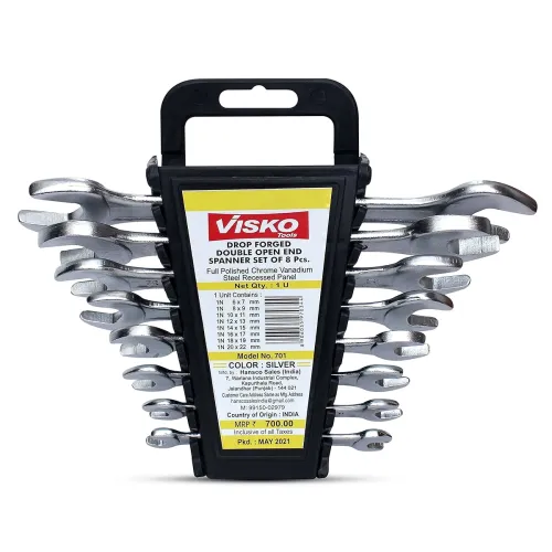 Image of Visko Tools 701 Doe Spanner Set (Silver, 8-Pieces), Open End