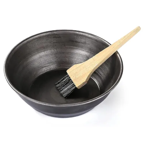 Image of VISMAY'S Pure Iron Henna Mixing Bowl with Wooden Brush Mehendi Mixing Katori