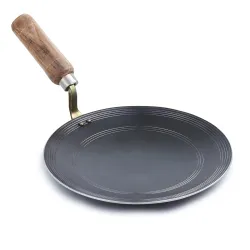 VISMAYS Pure Iron Tawa First in India with Unique Smooth Edges Metal Spoon-Friendly Strong Riveted Wooden Handle Chapat