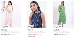 Visudh Womens Kurta Pant Set at Minimum 80% Discount
