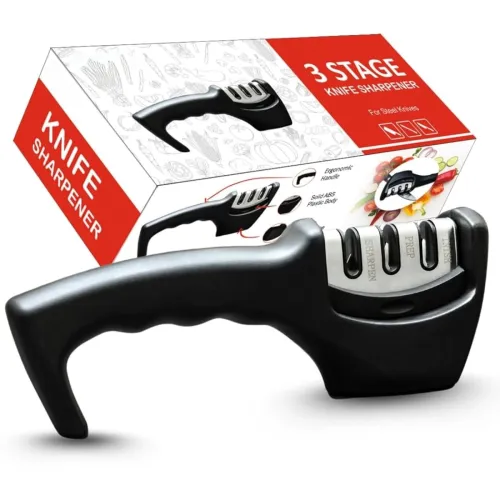 Image of Vivatra Knife Sharpener Manual 3 Stage Sharpening Tool Advanced for Kitchen Steel Knives