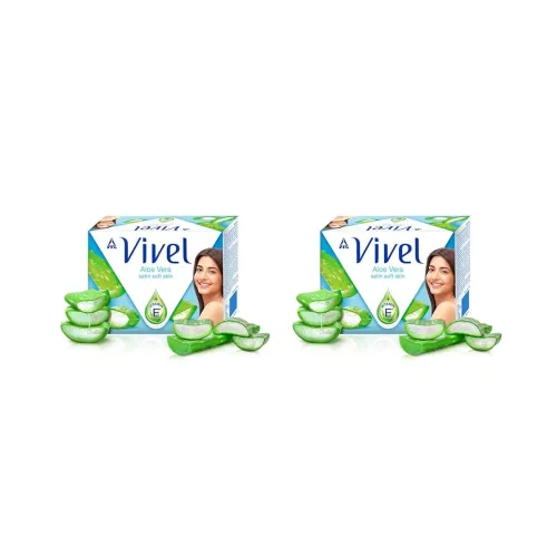 Image of Vivel Aloe Vera Bathing Soap with Vitamin E for Soft Glowing skin, 1200g (150g - Pack of 8), Soap for Women & Men, For A