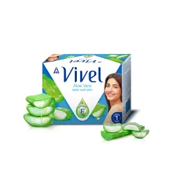 Vivel Aloe Vera Grade 1 Bathing Soap with Vitamin E for Soft Glowing skin, 600g (150g - Pack of 4), Soap for Women & Men