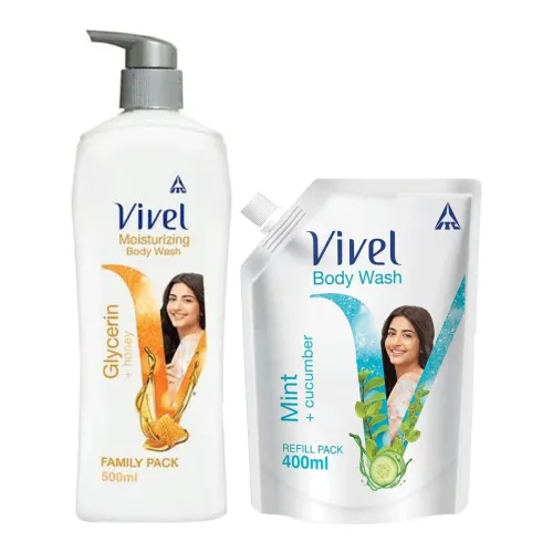 Image of VIVEL Body Wash Combo (Glycerin & Honey + Mint & Cucumber)
