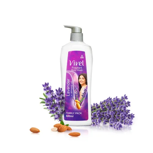 Image of Vivel Fragrant Body Wash, Lavender & Almond Oil Shower Gel, 500 ml Pump Bottle