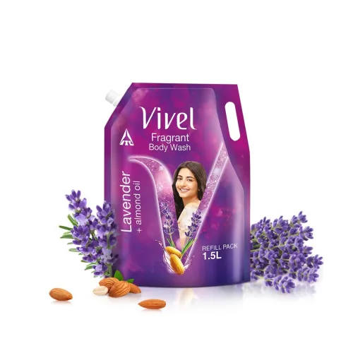 Image of Vivel Fragrant Body Wash, Lavender & Almond Oil Shower Gel, 1500ml