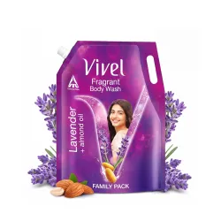 Vivel Lavender & Almond Oil Moisturizing Body Wash, Quick Wash-Off, 1300ml