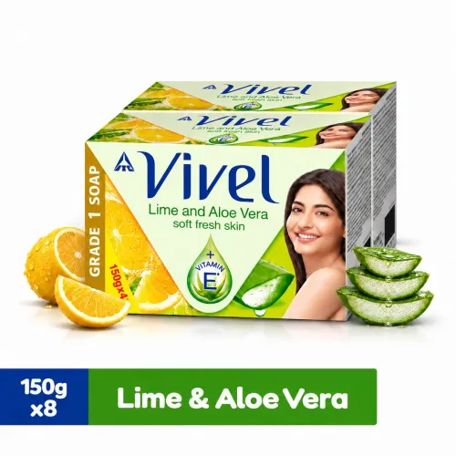 Image of Vivel Lime & Aloe Vera Soap, BIS Grade 1 Bath Soap, 76% TFM, Soft Fresh Skin
