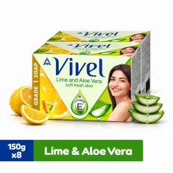 Vivel Lime & Aloe Vera Soap, BIS Grade 1 Bath Soap, 76% TFM, Soft Fresh Skin