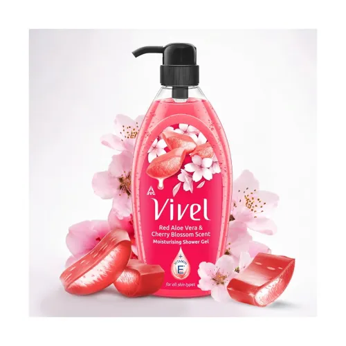 Image of Vivel Red Aloe Vera & Cherry Blossom Scent Shower Gel, 895 ml, Moisturizing Body Wash, with Plant based Cleansers, Body 