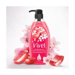 Vivel Red Aloe Vera & Cherry Blossom Scent Shower Gel, 895 ml, Moisturizing Body Wash, with Plant based Cleansers, Body 