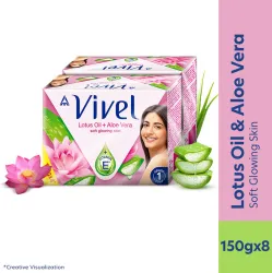 Vivel Lotus Oil Grade 1 Bathing Soap (150g * pack of 8)