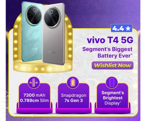 Image of Vivo T4 5G @ ₹21999 on Flipkart Big Billion Days Sale