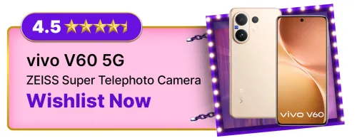 Image of Vivo V60 5G @ ₹38999 on Flipkart big Billion Days Sale