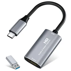 VIXLW Video Capture Card, 1080P 60FPS, 4K HDMI to USB C, USB 3.0 Capture Card for Streaming, Gaming, Video Recording Com