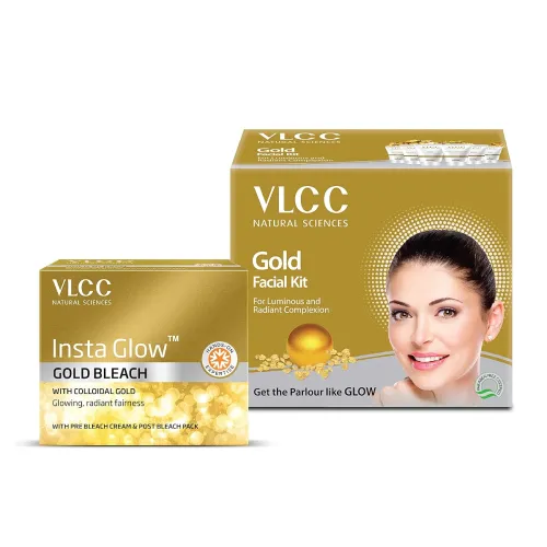 Image of VLCC Gold Facial Kit (60 g) with Free Gold Bleach, 30 g