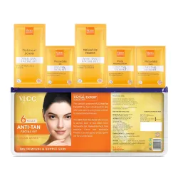 VLCC Salon Series Anti Tan Facial Kit ( 6 Facials ) - 300g - At Home Anti-Tan Facial Kit | Fights Sun Tan, Uneven Skin Tone | Refines and Brightens Skin Tone For Glowing Complexion