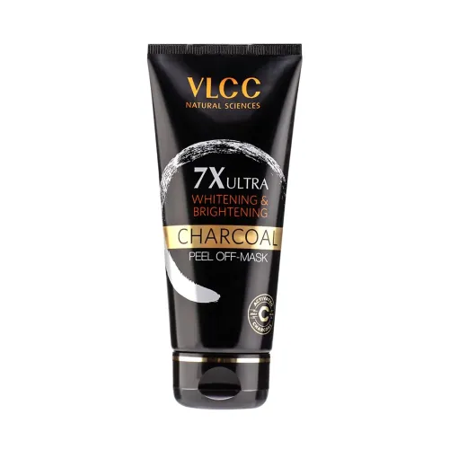 Image of VLCC 7X Ultra Whitening & Brightening Charcoal Peel Off Mask - 100g | With Vitamin E, Rosewater, Lemon Peel Oil