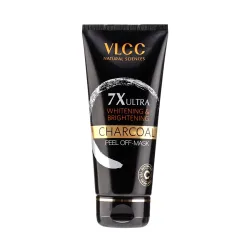 VLCC 7X Ultra Whitening & Brightening Charcoal Peel Off Mask - 100g | With Vitamin E, Rosewater, Lemon Peel Oil
