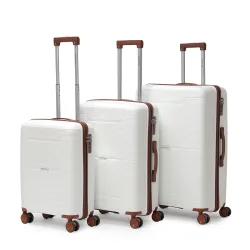 VLITE Columbia Set of 3 (S+M+L) Lightweight Polypropylene Suitcase | Anti-Theft Double Zipper | Built-in Number Lock | Spacious & Durable Luggage | 3-Year Warranty