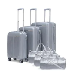 VLITE Megatron 6-Piece Family Set – 3 Duffle Bags + 3 Trolley Suitcases, Unbreakable Polypropylene Luggage, 8 Spinner Wheels, Built-in Number Lock, 3-Year Warranty (Set of 6 with Duffels, Si...