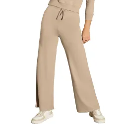 Vogaan Women’s Cotton Blend Wide Leg Pants | Drawstring Waist Casual Solid Track Pants for Women