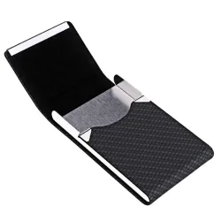 VOGARD Genuine Leather Card Holder with RFID Blocking | Credit Card/Business Card with Magnetic Closure for Men & Women (Black)