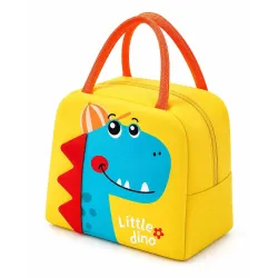 VOGARD Kids Insulated Lunch Bag for Boys & Girls | Cute Dinosaur Lunch Tote | Thermal Lunch Bag for School, Picnic & Travel | Keeps Food Fresh & Warm | Lightweight, Durable | Yellow