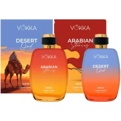 Vokka Desert Oud & Arabian Stories 200 ml | Pack of 2 x 100ml Arabic Unisex Luxury Long Lasting Fruity Woody Perfume Gift Set For Men And Women | Spicy Scent Eau De Parfum | Notes: Fruity Sp...