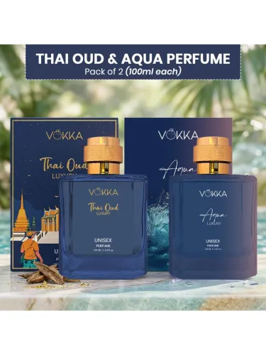 Image of VOKKA Unisex Set Of 2 Thai Oud & Aqua Luxury Long-Lasting Perfumes - 100 ml Each