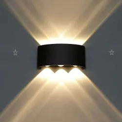 Volt Vision 2 Way 3+3 LED Indoor & Outdoor Lamp Up/Down Elevation Light Rustproof & Waterproof Aluminum Body Black (Warm White) Post Light Outdoor Lamp (Yellow)