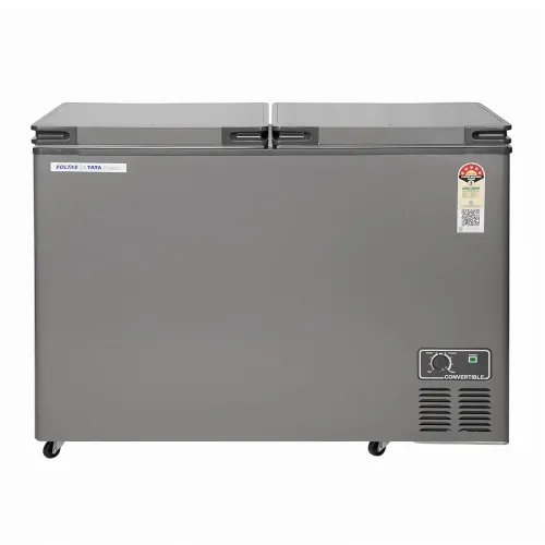 Image of Voltas 360 Litre, 5 star, Convertible, Hard Top Double Door Chest Freezer, Castor wheels, UV graded plastic (VOLTAS CVF3
