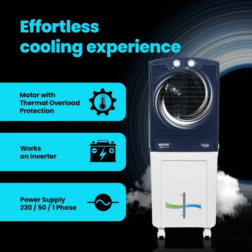 Image of Voltas 60 L Room/Personal Air Cooler (White::Blue, Frost Air 60, with Swing Control).