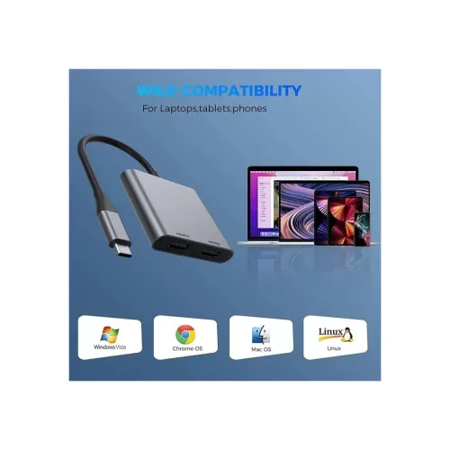 Image of VoocMe USB-C Dual HDMI Adapter 4K Docking Station
