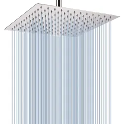 Voolan Rain Shower Head - California Compliant 1.8 GPM - 12 Inches Large Rainfall Shower Head Made of 304 Stainless Steel - Perfect Replacement For Your Bathroom Shower Heads (Chrome)